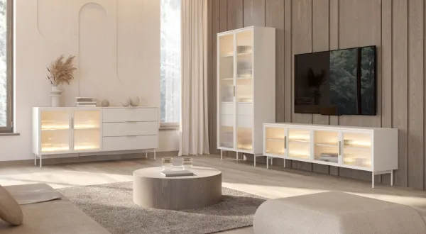 ArtLas Vitrína NAIRE 2D2S s LED osvetlením | cashmere