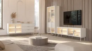 ArtLas Vitrína NAIRE 2D2S s LED osvetlením | cashmere
