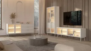 ArtLas Vitrína NAIRE 2D2S s LED osvetlením | cashmere