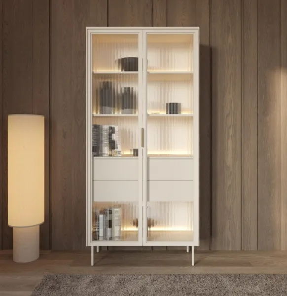 ArtLas Vitrína NAIRE 2D2S s LED osvetlením | cashmere
