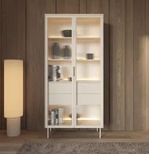 ArtLas Vitrína NAIRE 2D2S s LED osvetlením | cashmere