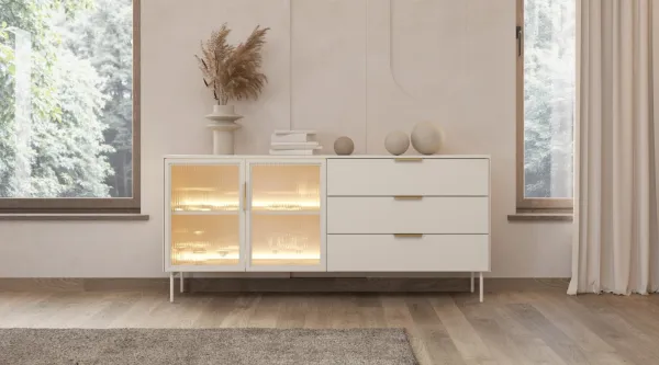 ArtLas Komoda NAIRE 2D3S s LED osvetlením | cashmere
