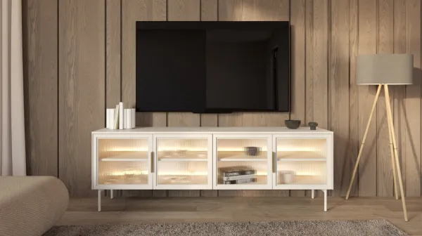 ArtLas Tv stolík NAIRE 4D s LED osvetlením | cashmere