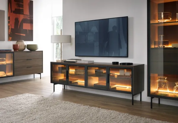 ArtLas Komoda NAIRE 4D 181 s LED osvetlením | dub dunin