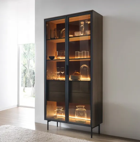 ArtLas Vitrína NAIRE 2D2S 91 s LED osvetlením | dub dunin