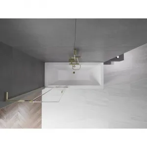 MEXEN/S - Velar L dvojkrídlová posuvná vaňová zástena 70 x 150, transparent, zlatá 896-070-003-01-50