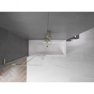MEXEN/S - Velar L dvojkrídlová posuvná vaňová zástena 85 x 150, transparent, zlatá 896-085-003-01-50