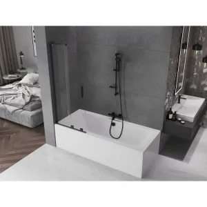 MEXEN/S - Velar L dvojkrídlová posuvná vaňová zástena 75 x 150, transparent, čierna 896-075-003-01-70