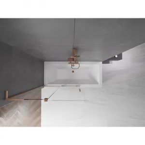 MEXEN/S - Velar L dvojkrídlová posuvná vaňová zástena 110 x 150, transparent, meď kartáčovaná 896-110-003-01-65
