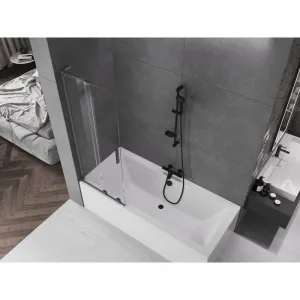 MEXEN/S - Velar L dvojkrídlová posuvná vaňová zástena 70 x 150, transparent, grafit kartáčovaná 896-070-003-01-66