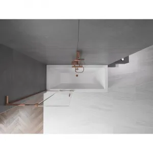 MEXEN/S - Velar L dvojkrídlová posuvná vaňová zástena 80 x 150, transparent, ružové zlato 896-080-003-01-60