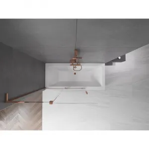 MEXEN/S - Velar L dvojkrídlová posuvná vaňová zástena 120 x 150, transparent, ružové zlato 896-120-003-01-60