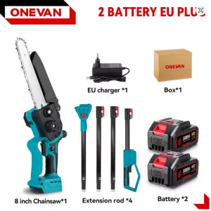 OneVan 8″ 20cm najvýkonnejšia v našej ponuke teleskopická píla s mazaním 2-v-1 s bezuhlíkovým motorom – dosah až 245CM Vhodná pre batériu MAKITA 18V 2 x reťaz