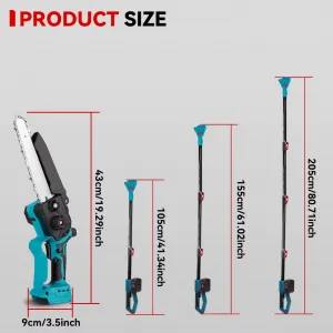 OneVan 8″ 20cm najvýkonnejšia v našej ponuke teleskopická píla s mazaním 2-v-1 s bezuhlíkovým motorom – dosah až 245CM Vhodná pre batériu MAKITA 18V 2 x reťaz