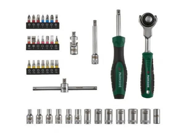 Parkside® Nástrčné kľúče s račňou s pohyblivou hlavou