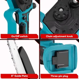 OneVan 8″ 20cm najvýkonnejšia v našej ponuke teleskopická píla s mazaním 2-v-1 s bezuhlíkovým motorom – dosah až 245CM Vhodná pre batériu MAKITA 18V 2 x reťaz