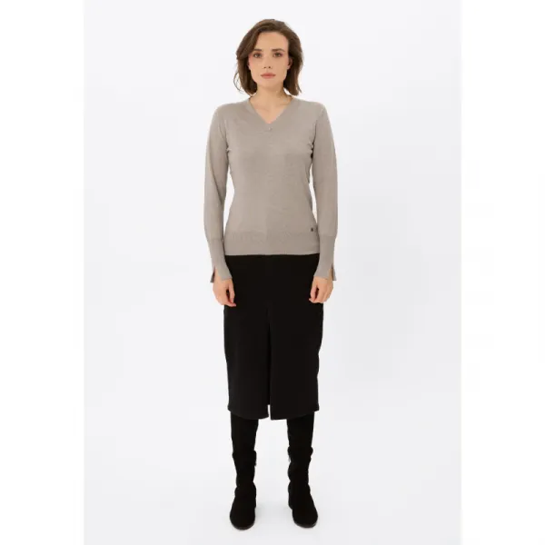 Dámsky sveter VOLCANO S-NELI-102M-BEIGE MEL