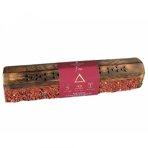 Arome Elements drevený box na vonné tyčinky, 10 tyčiniek, Oheň