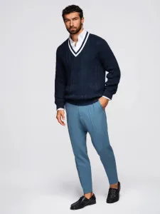 Pletený pánsky elegantný sveter modrý