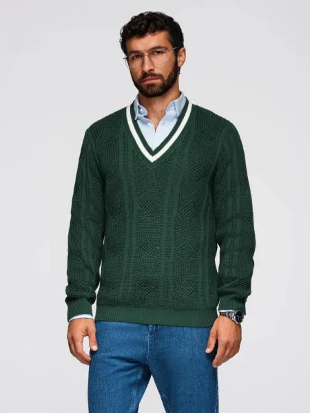 Pletený pánsky elegantný sveter zelený