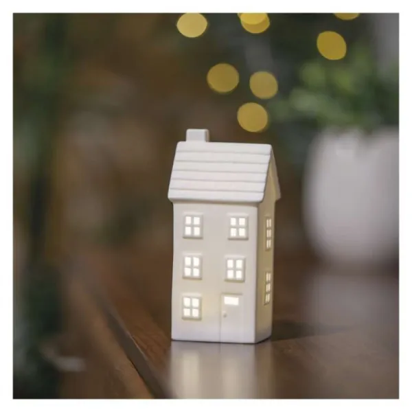 EMOS Vánoční světelná LED dekorace House 16 cm bílá