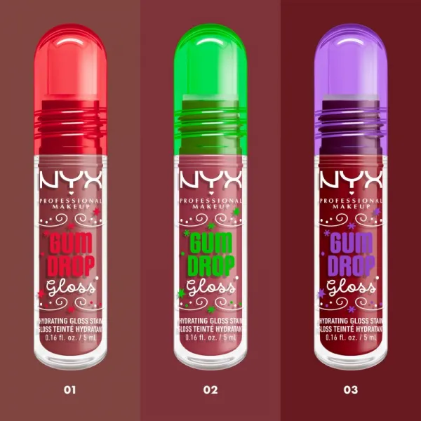 NYX Professional Makeup Gingerbaddie Land Gum Drop lesk na pery odtieň 02 Bubblegum Burst 1 ks