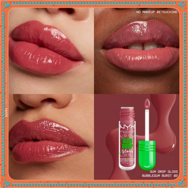 NYX Professional Makeup Gingerbaddie Land Gum Drop lesk na pery odtieň 02 Bubblegum Burst 1 ks
