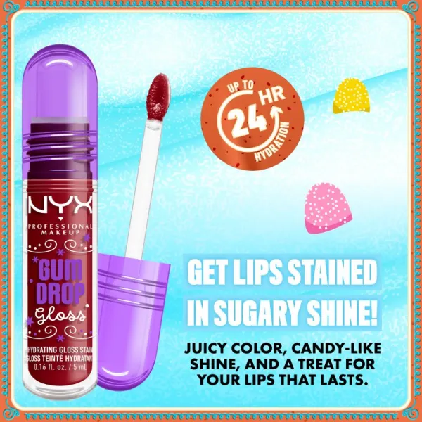 NYX Professional Makeup Gingerbaddie Land Gum Drop lesk na pery odtieň 03 Cranberry Splash 1 ks
