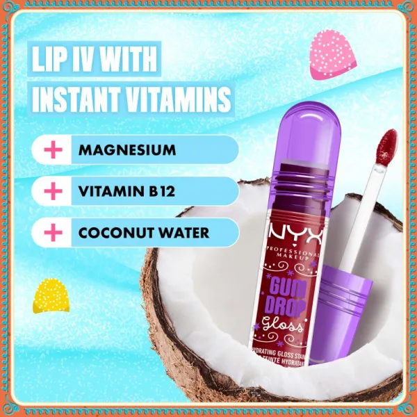 NYX Professional Makeup Gingerbaddie Land Gum Drop lesk na pery odtieň 03 Cranberry Splash 1 ks