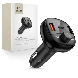 Tech-Protect CC06 Bluetooth FM Transmitter autonabíjačka 2x USB / USB-C 72W, čierna