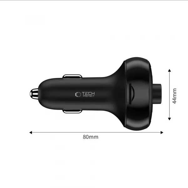 Tech-Protect CC06 Bluetooth FM Transmitter autonabíjačka 2x USB / USB-C 72W, čierna