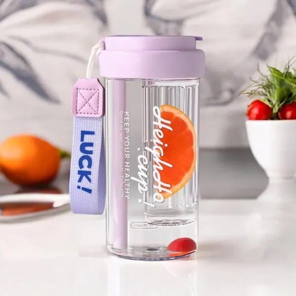 Livefy pohár so slamkou Simple 600ml, fialový
