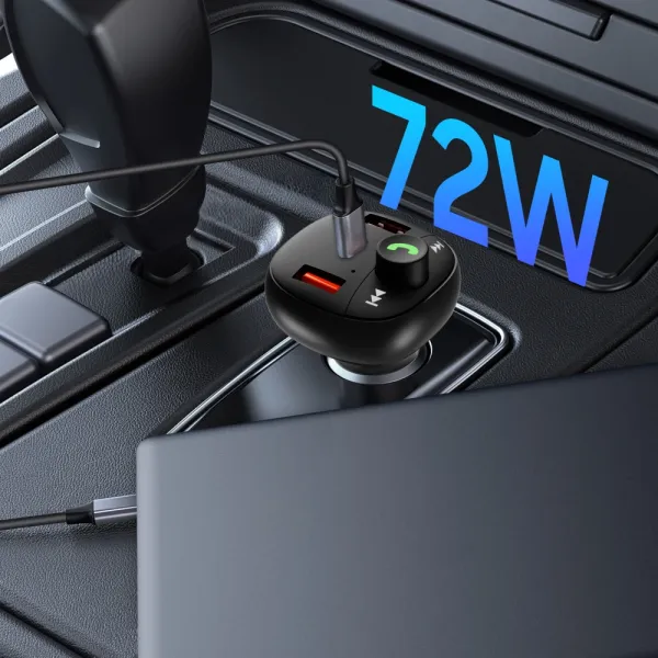 Tech-Protect CC06 Bluetooth FM Transmitter autonabíjačka 2x USB / USB-C 72W, čierna
