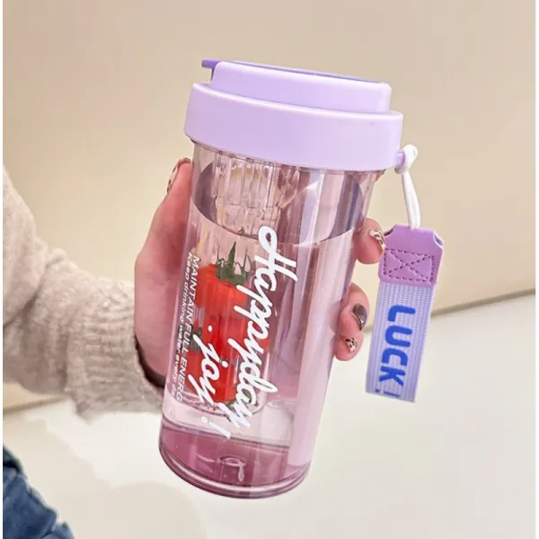 Livefy pohár so slamkou Simple 600ml, fialový