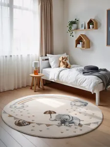 Koberec Villeroy & Boch BOHO KIDS Walk like an Elephant Rainbow krémový kruh
