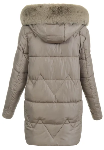 Factory Dámska zimná bunda Amira s kožušinou – béžová Farba: Bežová, Veľkosť: 5XL