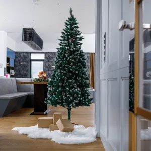 Vianočný stromček so šiškami, posnežený, 210cm, CHRISTMAS TYP 2