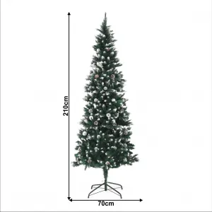 Vianočný stromček so šiškami, posnežený, 210cm, CHRISTMAS TYP 2