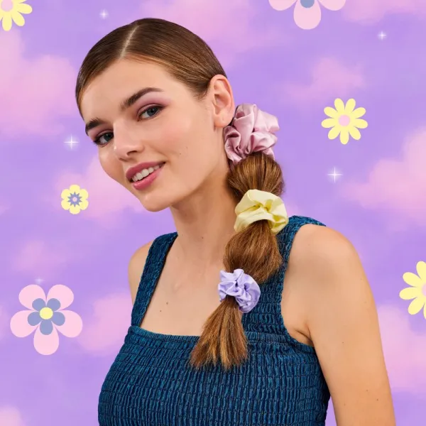 BrushArt Daisy Dreams Satin Scrunchies Set gumičky do vlasov 3 ks