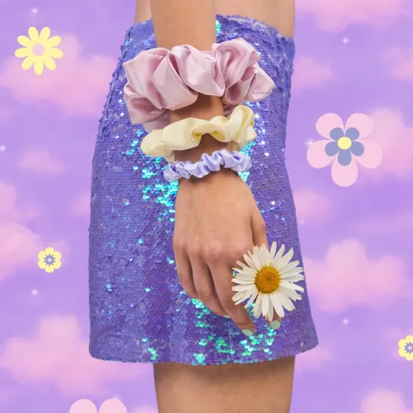 BrushArt Daisy Dreams Satin Scrunchies Set gumičky do vlasov 3 ks