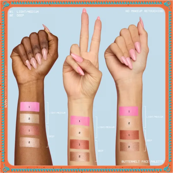 NYX Professional Makeup Gingerbaddie Land Buttermelt paletka rozjasňovačov a líceniek odtieň Deep 1 ks