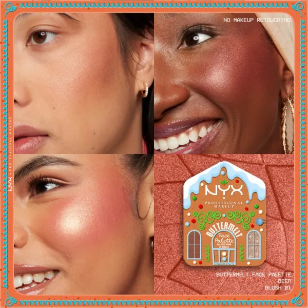 NYX Professional Makeup Gingerbaddie Land Buttermelt paletka rozjasňovačov a líceniek odtieň Deep 1 ks