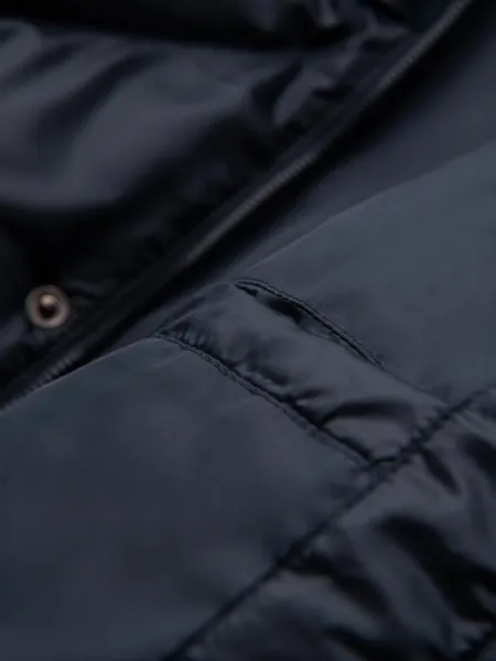 Ombre Men's hooded jacket with geometric diamond quilting - navy blue