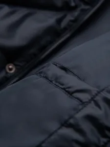 Ombre Men's hooded jacket with geometric diamond quilting - navy blue