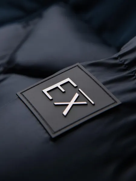 Ombre Men's hooded jacket with geometric diamond quilting - navy blue