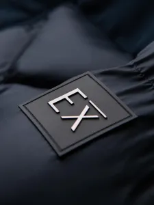 Ombre Men's hooded jacket with geometric diamond quilting - navy blue