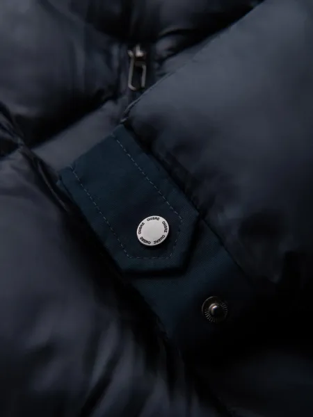 Ombre Men's hooded jacket with geometric diamond quilting - navy blue