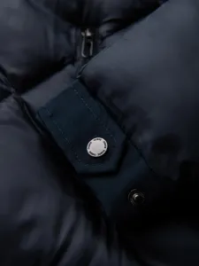 Ombre Men's hooded jacket with geometric diamond quilting - navy blue
