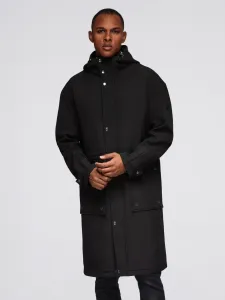 Ombre Men's parka coat with fleece lining and waist adjustment - black
