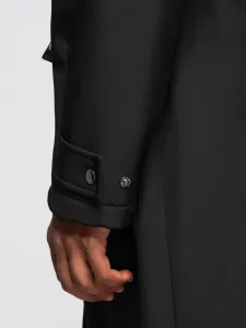 Ombre Men's parka coat with fleece lining and waist adjustment - black